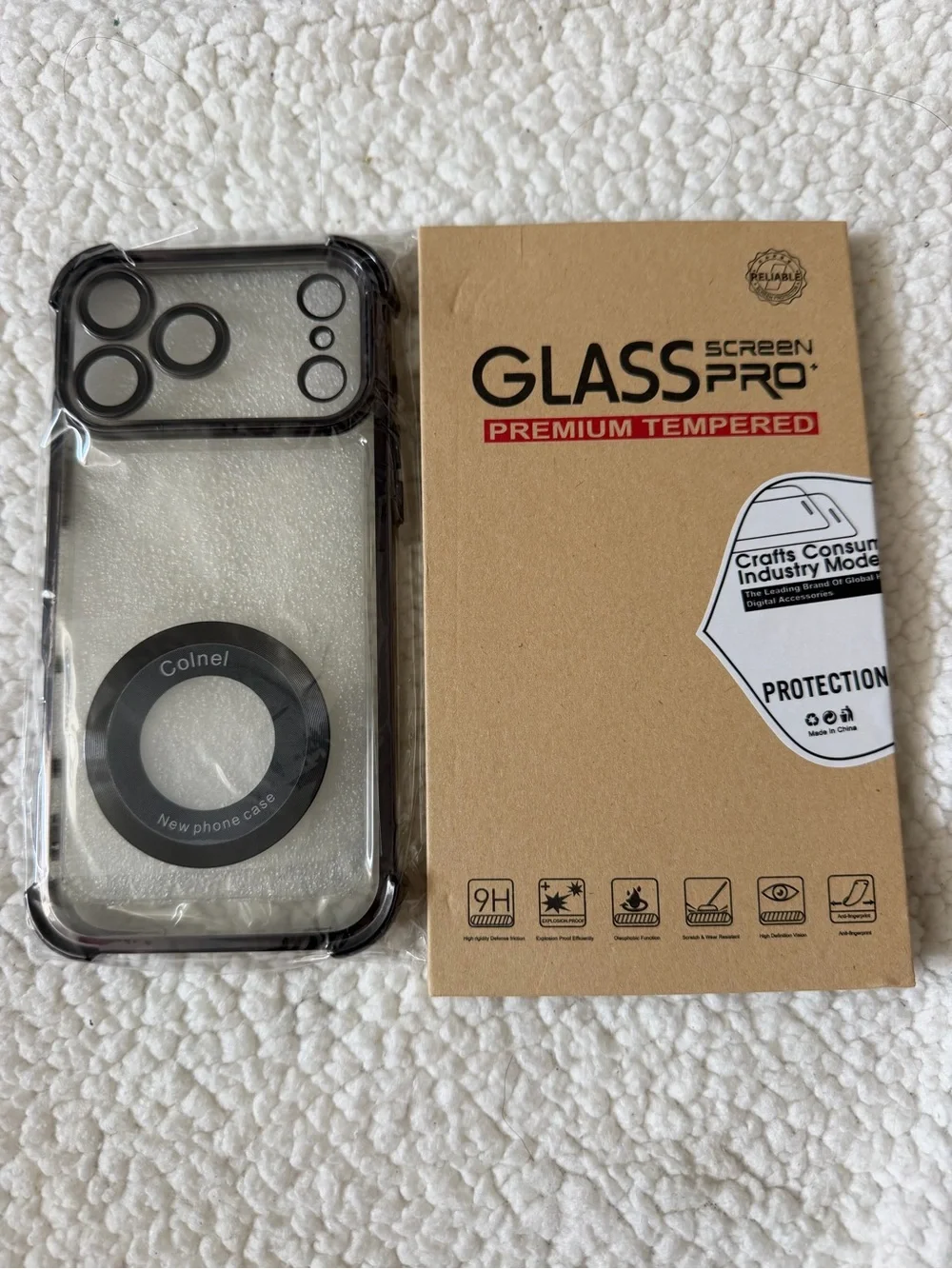 Apple Clear Case with Black Trim and Tempered Glass Screen Protector